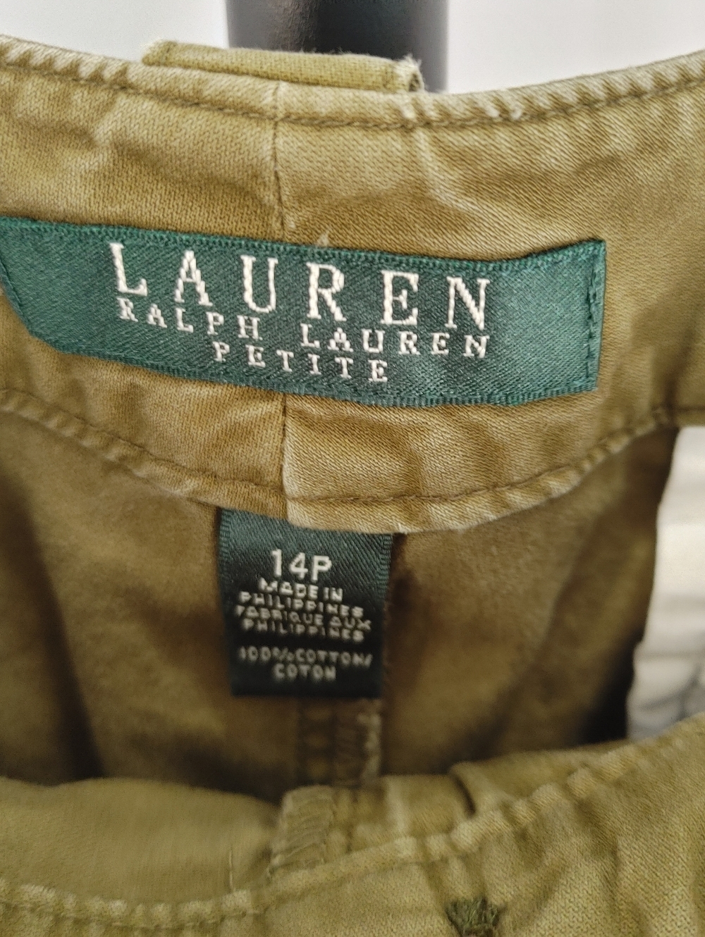 Lauren Ralph Lauren Petite Khaki Capri Pants Drawstring Hem Size 14P - Picture 3 of 11